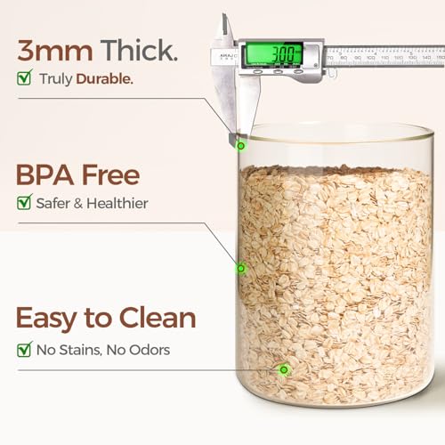 Glass Storage Jars with Bamboo Lids 3.9 Qt 2 Pack Large Pantry Round (2 Count)