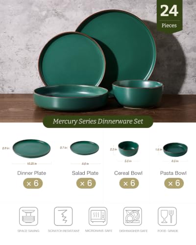 Mercury 24 Piece Dinnerware Set with Pasta Bowls