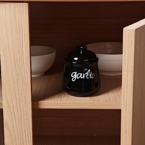 Ceramic Mini Garlic Saver Container for Countertop (12 Ounce)