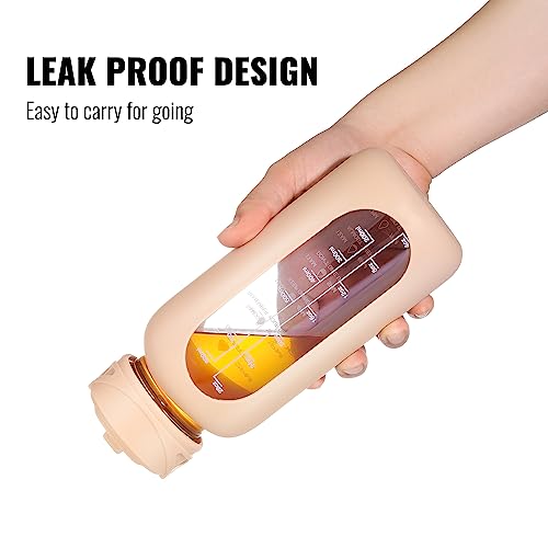 32 oz Glass Water Bottle with Straw