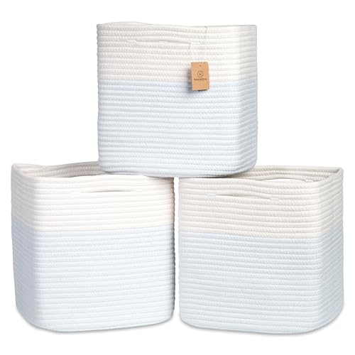 13 Inch Cube Storage Bins Cotton Rope Woven Baskets for Organizing 3 (3 Count)