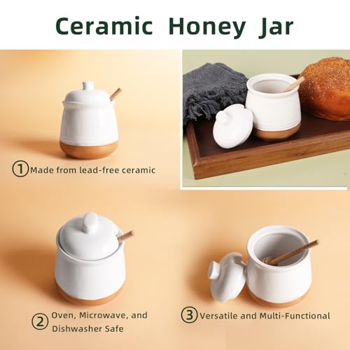 Honey jar with Lid and Wooden Dipper (12 Ounce)