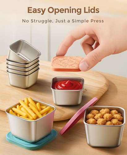 6 Pack 6oz Snack Containers & 6 Pack 2oz Sauce Containers Stainless Steel