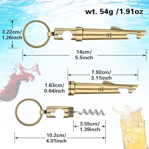 2-in-1 Shark Bottle Opener, Novelty Keychain Corkscrew Wine Opener, Beer Bottle Opener, Wine & Beer Gifts for Men, Father's Day Gifts, Christmas Gifts, Birthday Gifts, Bronze, KPQ2805