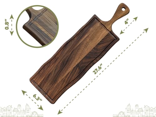 Elegant Walnut Wood Long Serving Board with Handle