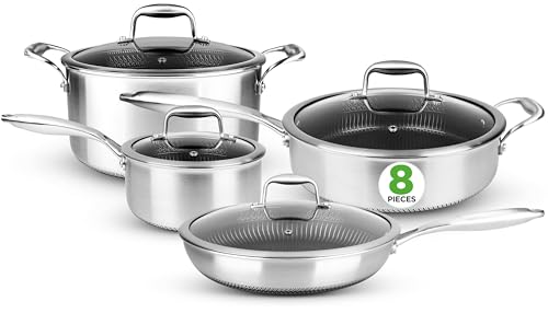 8 Piece Triply Cookware Set Stainless Steel