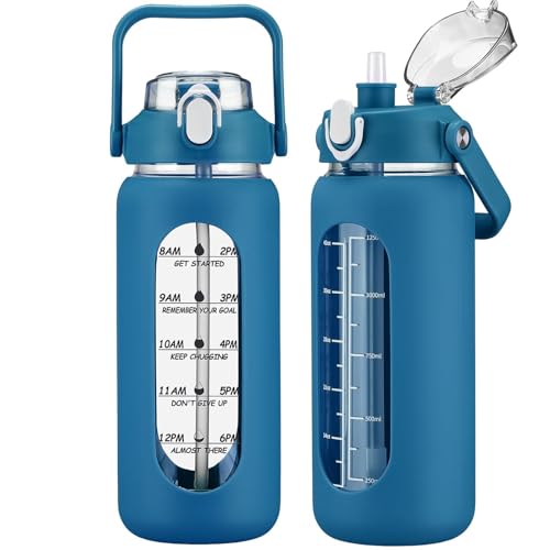 56oz Glass Water Bottles with Straw