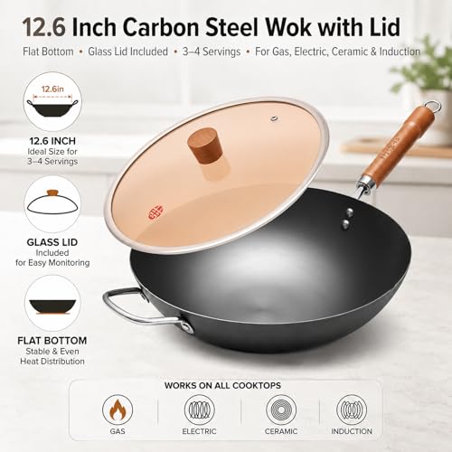 Carbon Steel Wok with Lid