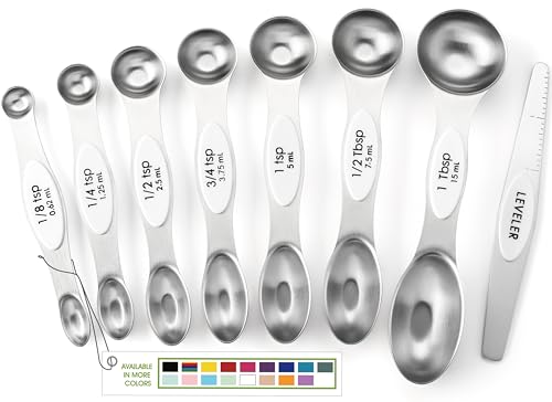 Stainless Steel 8 Magnetic Measuring Spoons for Kitchen