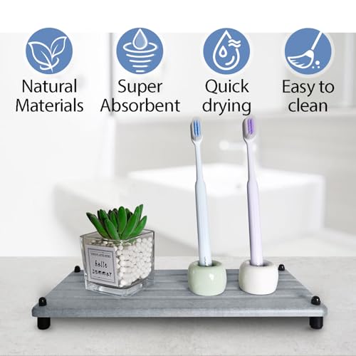 2 PCS Water Absorbing Stone Trays for Bathroom Sink Fast Drying Coasters (2 Count)