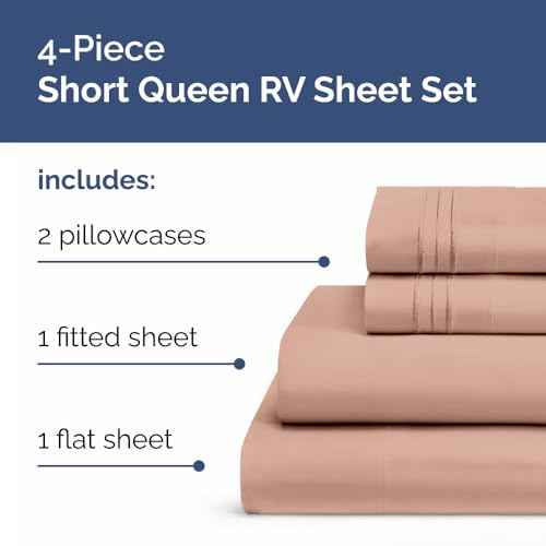 Short Queen Size 4 Piece Bed Sheet Set