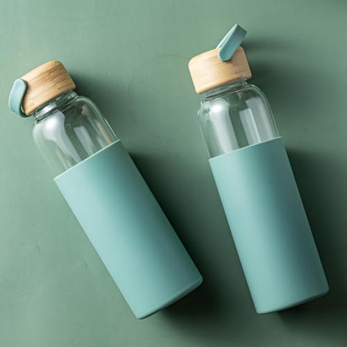 21oz Borosilicate Glass Water Bottles with Silicone Non