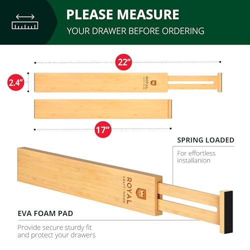 Bamboo Drawer Dividers Organizers (4 Count)