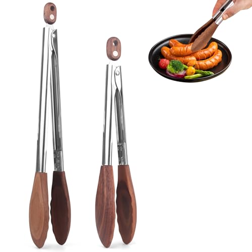 2 pcsTongs for Cooking with Wooden Tips