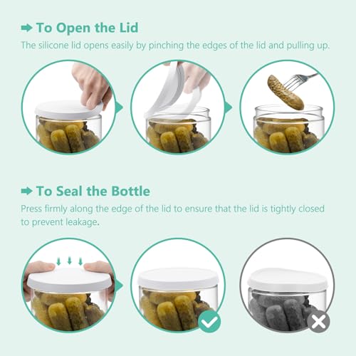 Glass Pickle Container with Strainer (45 Fl Oz)