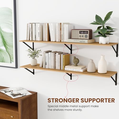 48W x 12D Deep Floating Shelves Set of 2 Oak (2 Count)