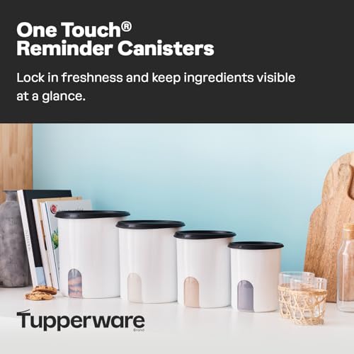 One Touch Reminder Canisters 4 Canister Food Storage Set in White & Black