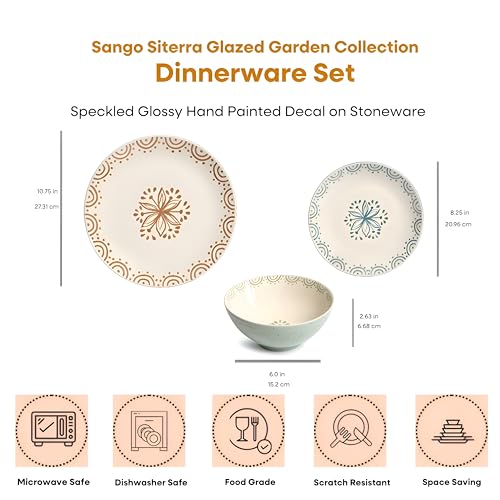12 Piece Speckled Stoneware Dinnerware Set for 4