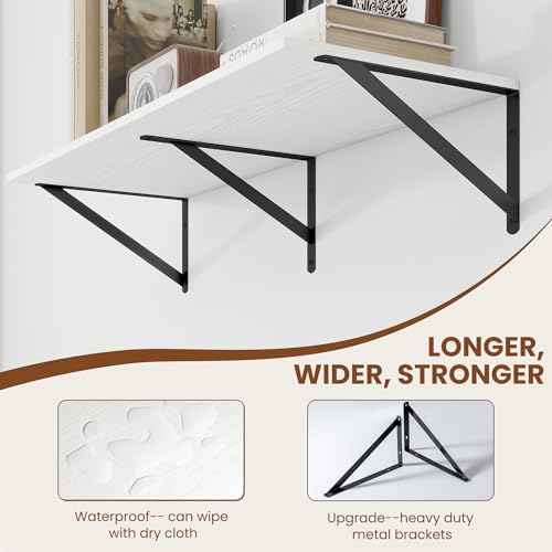 32W x 12D Deep Floating Shelves Set of 2 White (2 Count)