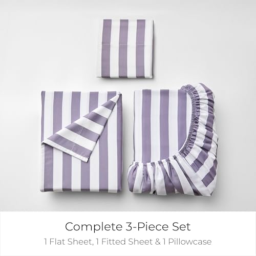 Iconic 3-PC, Ultra Soft Sheet Set (Twin, Oxford Stripe Hazy Lilac)