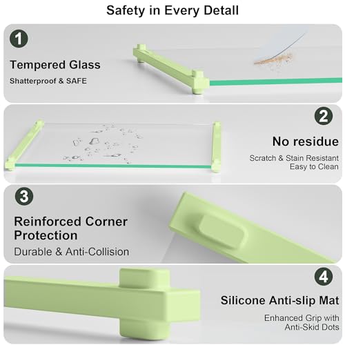 2PCS Glass Cutting Board with Silicone Grip (2 Count)