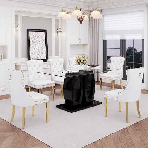 63" Glass Dining Table Set for 6