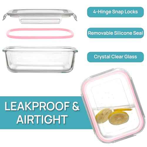 5Pack 22oz Glass Storage Containers with Lids (5 Count)