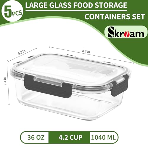 Large Glass Food Storage Containers with Lids Airtight