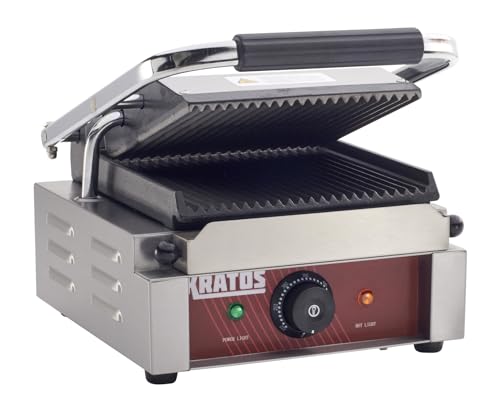 Commercial Electric Panini Sandwich Grill with Grooved Plates