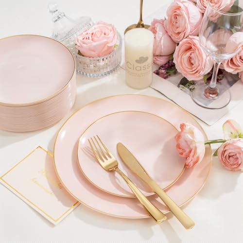 200Pieces Pink Plastic Plates (200 Count)