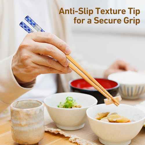 5 Pairs Bamboo Chopsticks Reusable Chopstick Exquisite Japanese Style Chop Sticks with Black Box for Sushi (5 Count)