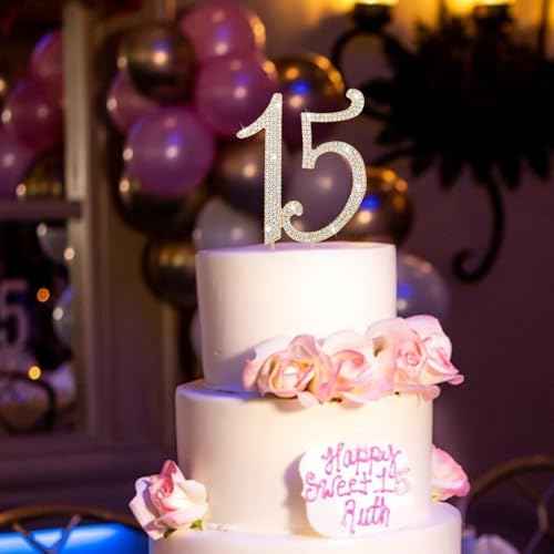 15 Cake Topper with Rhinestones
