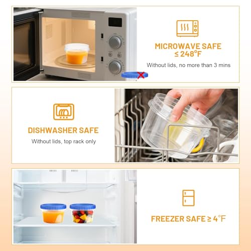 6 Pack Freezer Containers with Screw On Lids 16 Oz (6 Count)