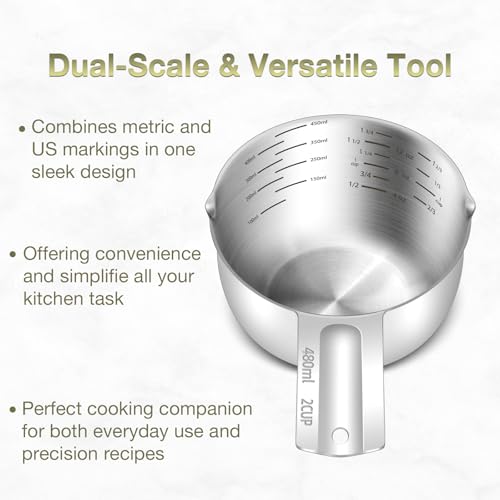 18/8(304) Stainless Steel Measuring Cup Set(1CUP & 2CUP) (2 Count)