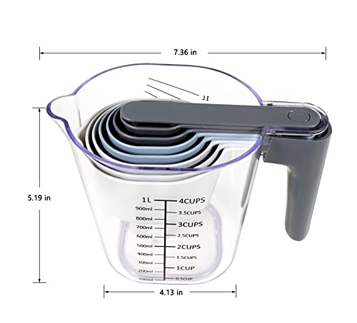 22 Pc Stackable Measuring Cups and Spoons Set with Lid (22 Count)