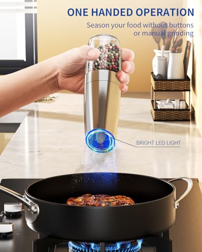 Gravity Electric Salt and Pepper Grinder Set Stainless Steel Automatic Salt and Pepper Grinder Set (2 Count)