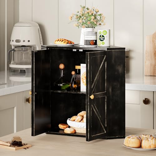 Corner Bread Box for Kitchen Counter Double Layer Bamboo Bread Storage Container Large Capacity Bread Storage Bin Farmhouse Breadbox Organizer