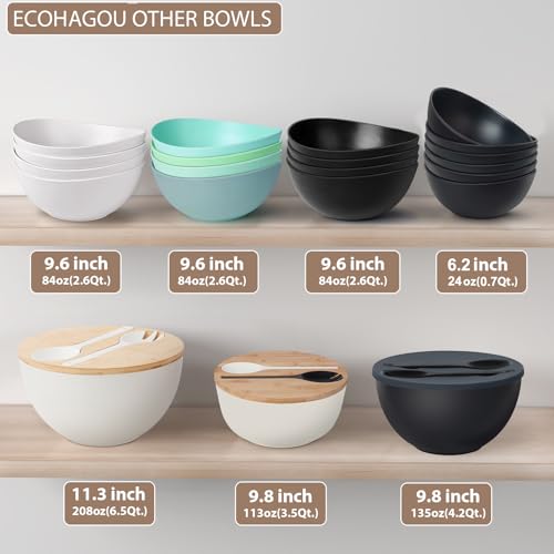 12.6" Extra Large Salad Serving Bowl Set with Wooden Lid&Utensils