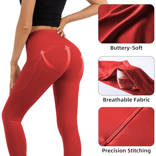 Butt Lifting High Waist Leggings for Women Buttery Soft Yoga Pants with Pockets Moisture