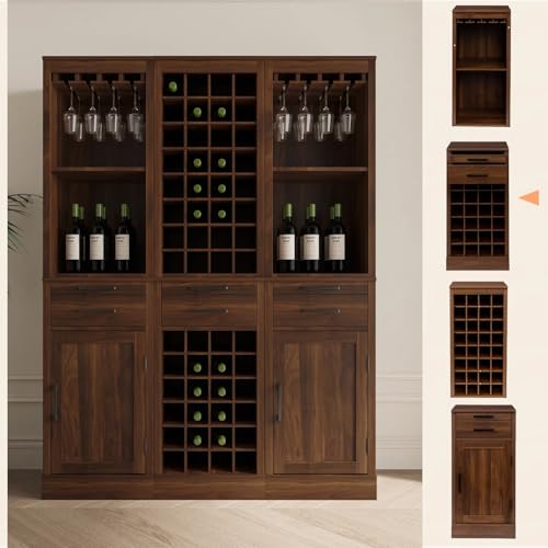 6 Tier Wine Rack Freestanding Floor with 2 Drawers