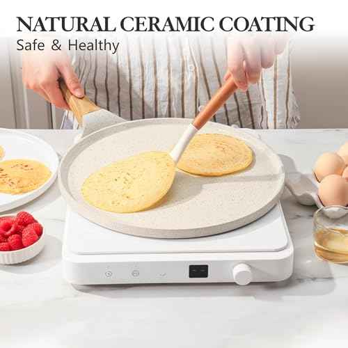 10 Inch Nonstick Crepe Pan Ceramic Coating Pancake Pan White