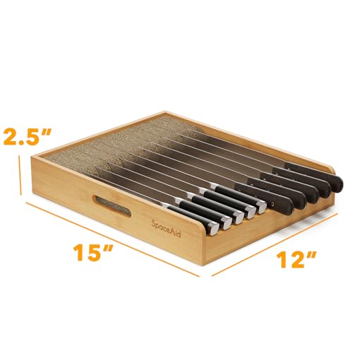 Large Knife Drawer Organizer Bamboo Insert Dock