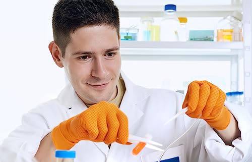 Cleanroom Orange Nitrile Gloves HEAVY DUTY 8 Mil Nitrile Chemical Resistant Medical Cooking Cleaning Disposable Gloves Case (1000 Count)