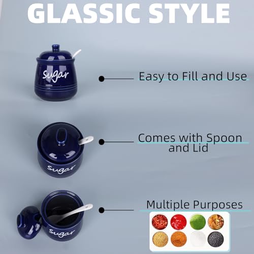 12oz Ceramic Sugar Bowl with Lid and Spoon