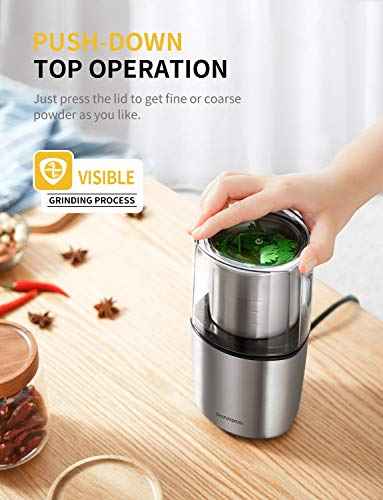 Electric Coffee Grinder Herb Blade Grinder Spices Grinder with 2 Removable Stainless Steel Bowls