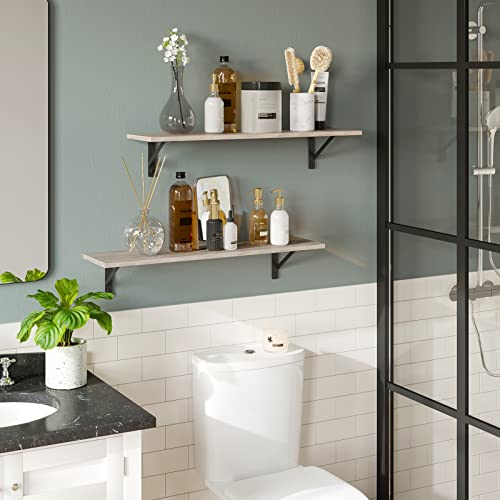Wall Shelves 23.6" Long Floating Shelves with Metal Brackets (2 Count)