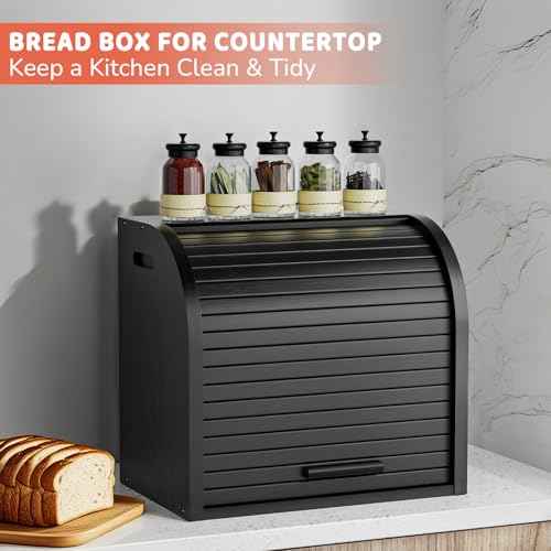 2 Tier Bamboo Bread Box for Kitchen Counter