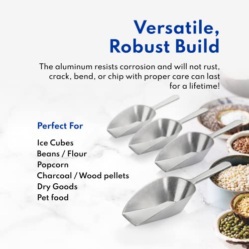 One Piece Cast Aluminum Flat Bottom Bar Ice Flour Utility Scoop