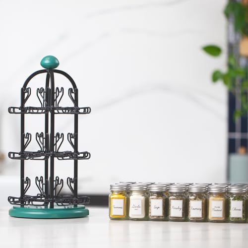 Adrinova 24 Jar Rotating Spice Rack with Spices Included & 5
