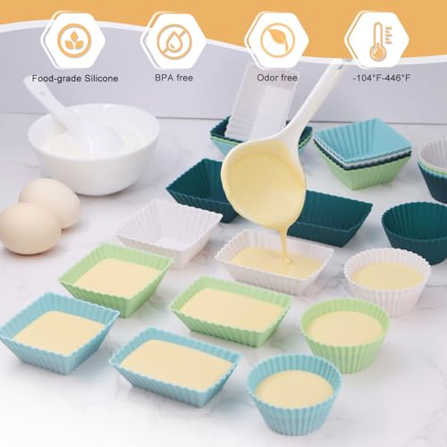 24Pack Silicone Muffin Baking Cups Cupcake Liners Lunch Box Bento Dividers (24 Count)